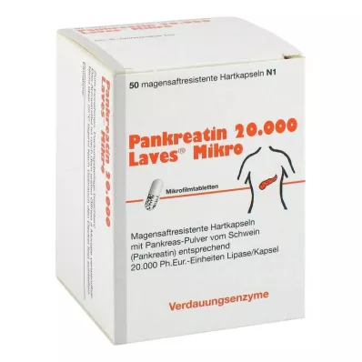 PANKREATIN 20 000 Laves Micro enteropäällysteistä kovaa kapselia, 50 kpl