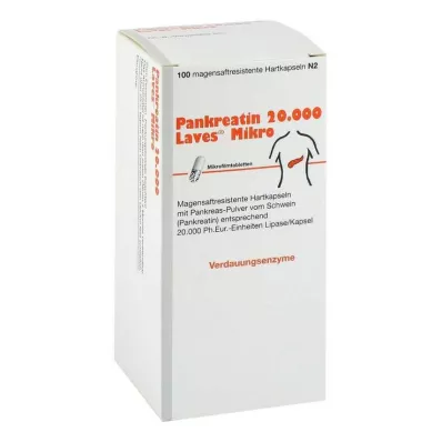 PANKREATIN 20 000 Laves Micro enteropäällysteiset kovat kapselit, 100 kpl