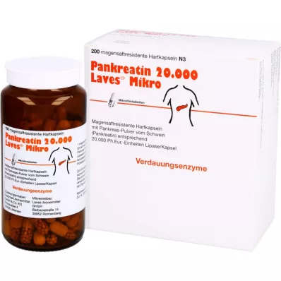 PANKREATIN 20 000 Laves Micro enteropäällysteistä kovaa kapselia, 200 kpl