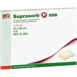 SUPRASORB P PU-Vaahtomuovi v.itseliimautuva 15x20 cm, 4 kpl