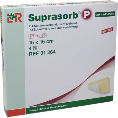 SUPRASORB P PU-Vaahtomuovi 15x15 cm, 4 kpl