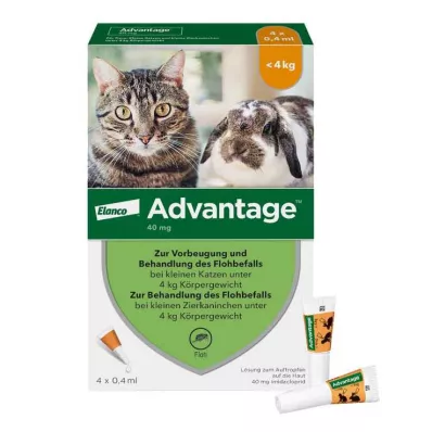 Advantage 40 pienille kissoille ja koristekaneille alle 4 kg, 4X0,4 ml