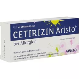 CETIRIZIN Aristo allergiaan 10 mg kalvopäällysteiset tabletit, 20 kpl