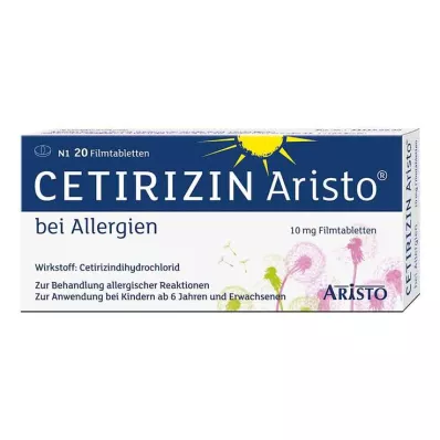 CETIRIZIN Aristo allergiaan 10 mg kalvopäällysteiset tabletit, 20 kpl