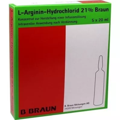 L-ARGININ-HYDROCHLORID 21% elektrolyyttinen kons. inf. l., 5X20 ml