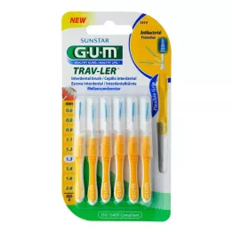 GUM TRAV-LER 1,3mm kuusen keltainen hammasvälileuka+6korkkia, 6 kpl
