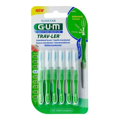 GUM TRAV-LER 1,1mm kuusenvihreä hammasvälihammas+6korkkia, 6 kpl GUM TRAV-LER 1,1mm kuusenvihreä hammasvälihammas+6korkkia, 6 kpl
