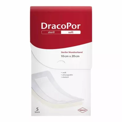 DracoPor Pehmeä valkoinen haavasidos 10x20 cm steriili, 5 kpl