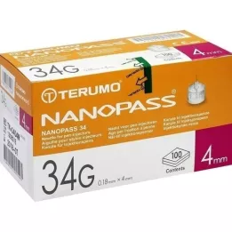 TERUMO NANOPASS 34 Pen-kanyyli 34 G 0,18x4 mm, 100 kpl