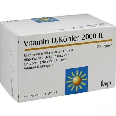 VITAMIN D3 KÖHLER 2 000 I.U. kapselia, 120 kpl