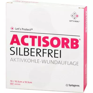ACTISORB SILBERFREI 10,5x10,5 cm aktiivihiili, 10 kpl