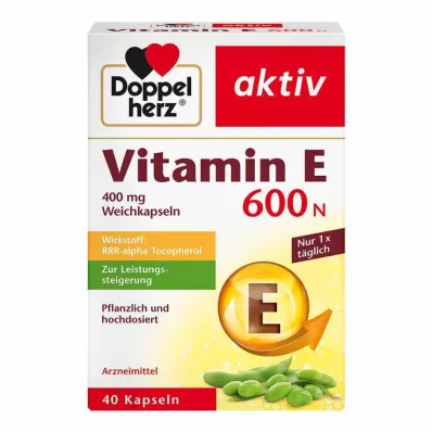 DOPPELHERZ E-vitamiini 600 N pehmeät kapselit, 40 kpl DOPPELHERZ E-vitamiini 600 N pehmeät kapselit, 40 kpl