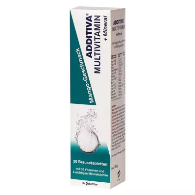 ADDITIVA Multivit.+Mineral Mango R -piristetabletit, 20 kpl ADDITIVA Multivit.+Mineral Mango R -piristetabletit, 20 kpl