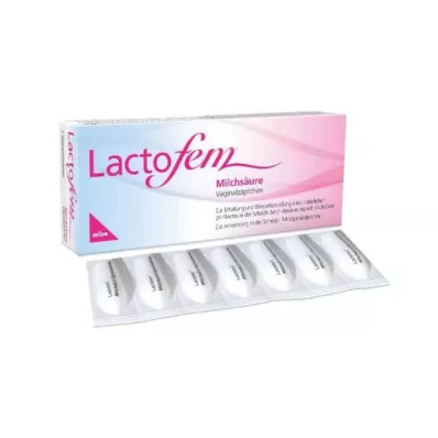 Lactofem maitohappoa sisältävät emättimen peräpuikot, 14 kpl Lactofem maitohappoa sisältävät emättimen peräpuikot, 14 kpl