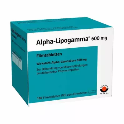 ALPHA-LIPOGAMMA 600 mg kalvopäällysteiset tabletit, 100 kpl ALPHA-LIPOGAMMA 600 mg kalvopäällysteiset tabletit, 100 kpl