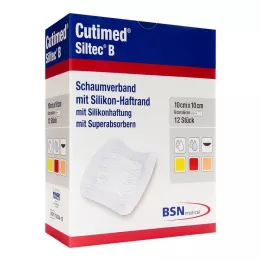 CUTIMED Siltec B vaahtosidos 10x10 cm liimalla, 12 kpl
