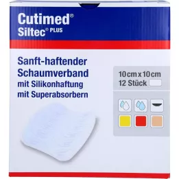 CUTIMED Siltec Plus vaahtomuovisidos 10x10 cm liima, 12 kpl