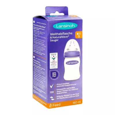 LANSINOH 160 ml:n leveäkaulainen pullo, jossa tutti S, 1 kpl LANSINOH 160 ml:n leveäkaulainen pullo, jossa tutti S, 1 kpl