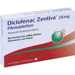 DICLOFENAC Zentiva 25 mg kalvopäällysteiset tabletit, 20 kpl