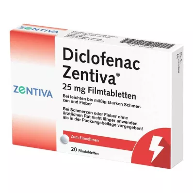 Diclofenac Zentiva 25 mg kalvopäällysteiset tabletit, 20 kpl