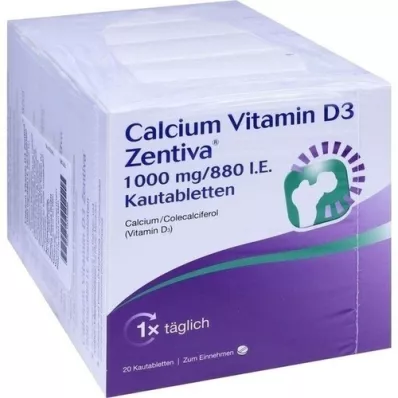 CALCIUM VITAMIN D3 Zentiva 1000 mg/880 I.U. purutabletti, 100 kpl
