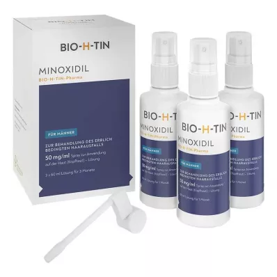 Minoksidiili BIO-H-TIN-Pharma 50 mg/ml suihke miehille, 3X60 ml Minoksidiili BIO-H-TIN-Pharma 50 mg/ml suihke miehille, 3X60 ml
