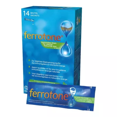 FERROTONE Omenatiivistettä ja C-vitamiinia sisältävä rautatabletti, 14 x 25 ml