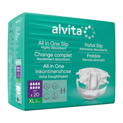 Alvita All-in-One inkontinenssihousut maxi xl yö, 20 kpl Alvita All-in-One inkontinenssihousut maxi xl yö, 20 kpl