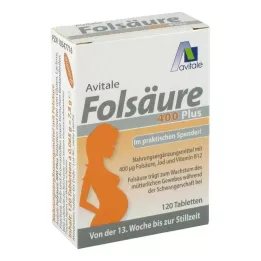 FOLSÄURE 400 Plus B12+Jodi tabletit, 120 kapselia