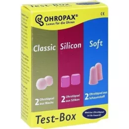OHROPAX Testilaatikko 3 erilaista korvatulppaa, 3 x 2 kpl