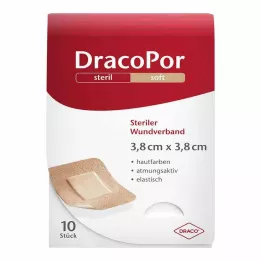 DRACOPOR Haavasidos 3,8x3,8 cm steriili ihonvärinen, 10 kpl