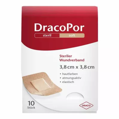 DRACOPOR Haavasidos 3,8x3,8 cm steriili ihonvärinen, 10 kpl DRACOPOR Haavasidos 3,8x3,8 cm steriili ihonvärinen, 10 kpl