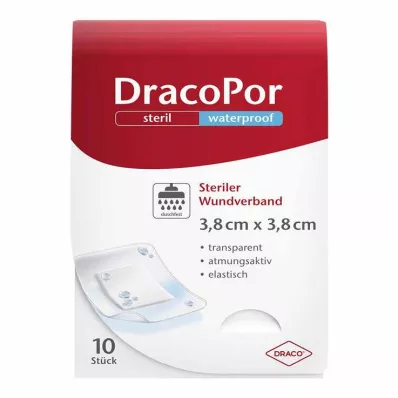 DRACOPOR vedenpitävä haavasidos 3,8x3,8 cm steriili, 10 kpl