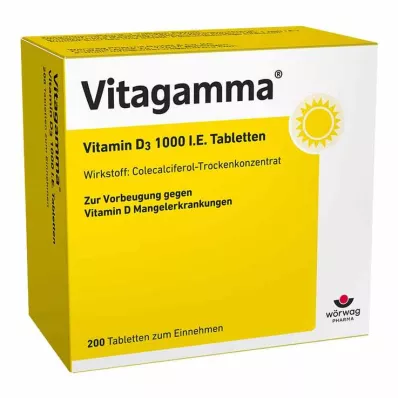 Vitagamma® D3 1000 IU D3-vitamiinitabletit, 200 kpl Vitagamma® D3 1000 IU D3-vitamiinitabletit, 200 kpl