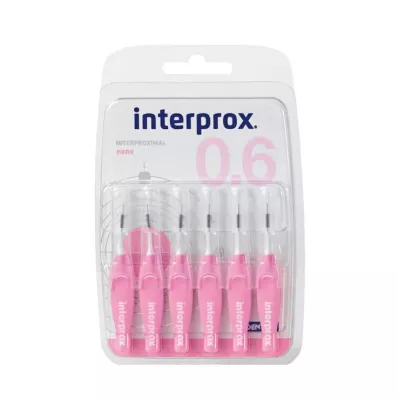 INTERPROX nano vaaleanpunainen hammasväliharjan läpipainopakkaus, 6 kpl