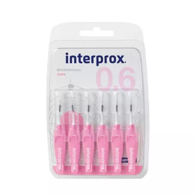 Interprox reg nano pinkki hammasväliharja läpipainopakkaus, 6 kpl