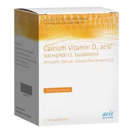 CALCIUM VITAMIN D3 acis 500 mg/400 I.U. purutabletti, 100 kpl