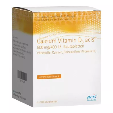 CALCIUM VITAMIN D3 acis 500 mg/400 I.U. purutabletti, 100 kpl CALCIUM VITAMIN D3 acis 500 mg/400 I.U. purutabletti, 100 kpl