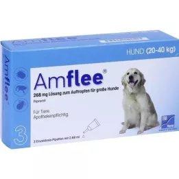 AMFLEE 268 mg pistemäinen liuos suurille koirille 20-40 kg, 3 kpl