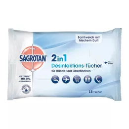 SAGROTAN 2in1-desinfiointipyyhkeet, 15 kpl