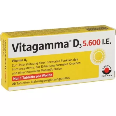 VITAGAMMA D3 5,600 I.U.Vitamin D3 NEM Tabletit, 20 kpl