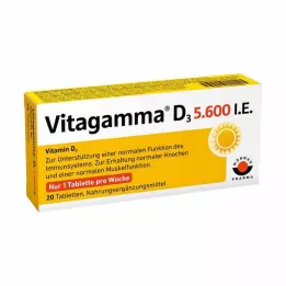 VITAGAMMA D3 5,600 I.U.Vitamin D3 NEM Tabletit, 20 kpl