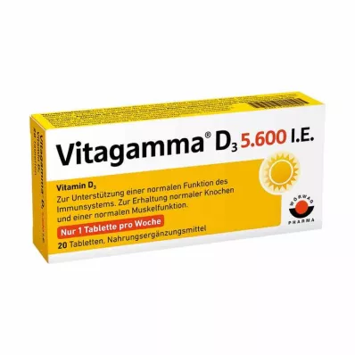 VITAGAMMA D3 5,600 I.U.Vitamin D3 NEM Tabletit, 20 kpl VITAGAMMA D3 5,600 I.U.Vitamin D3 NEM Tabletit, 20 kpl
