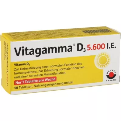 VITAGAMMA D3 5 600 I.U. D3-vitamiinia NEM Tabletteja, 50 kpl