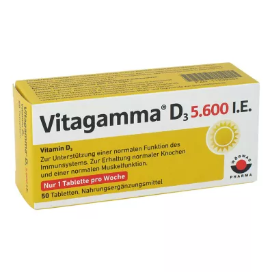 VITAGAMMA D3 5 600 I.U. D3-vitamiinia NEM Tabletteja, 50 kpl VITAGAMMA D3 5 600 I.U. D3-vitamiinia NEM Tabletteja, 50 kpl