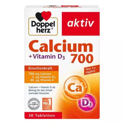 Doppelherz Calcium 700 + D3-vitamiini tabletit, 30 kpl Doppelherz Calcium 700 + D3-vitamiini tabletit, 30 kpl