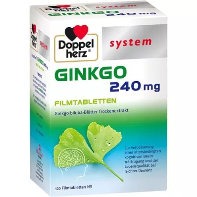 DOPPELHERZ Ginkgo 240 mg kalvopäällysteiset tabletit, 120 kpl
