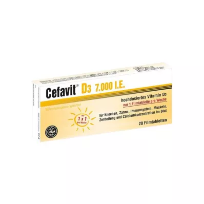Cefavit D3 7 000 IU kalvopäällysteiset tabletit, 20 kpl Cefavit D3 7 000 IU kalvopäällysteiset tabletit, 20 kpl