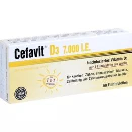 CEFAVIT D3 7000 I.U. kalvopäällysteiset tabletit, 60 kpl