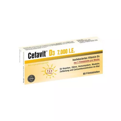 Cefavit D3 7 000 IU kalvopäällysteiset tabletit, 60 kpl Cefavit D3 7 000 IU kalvopäällysteiset tabletit, 60 kpl